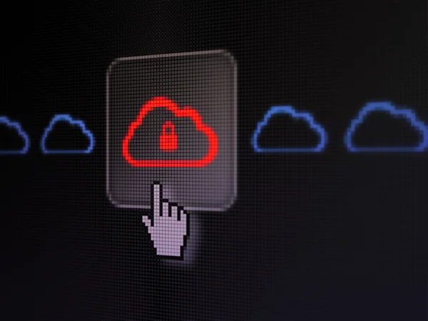 Netzwerkkonzept: Cloud mit Vorhängeschloss auf digitalem Computerschutt — Stockfoto