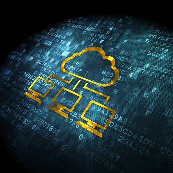 Cloud computing concept: Cloud netwerk op digitale achtergrond — Stockfoto