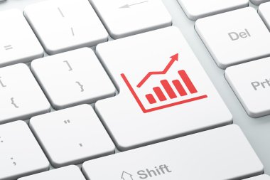 Ekonomi kavramı: büyüme grafik bilgisayar klavye arka plan üzerinde