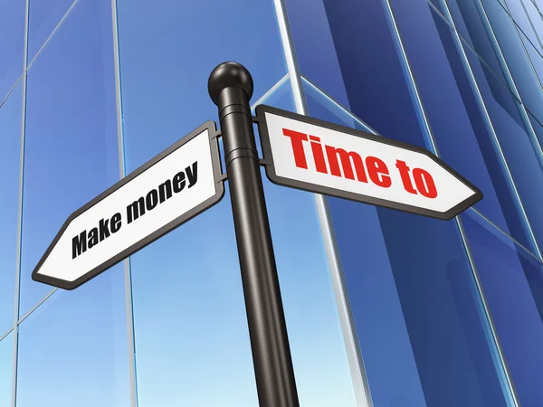 Tijd concept: Time to Make money op het opbouwen van achtergrond — Stockfoto