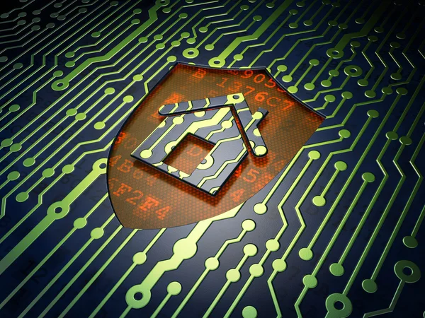 Protection concept: Shield on circuit board background — Stock Photo, Image