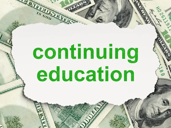 教育理念: 钱背景上的继续教育 — 图库照片