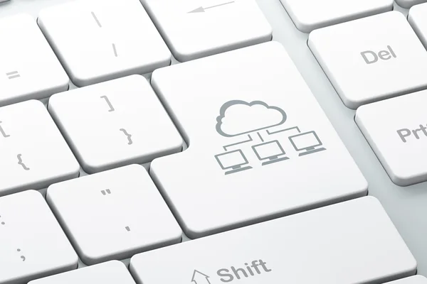 Netwerken concept: Cloud netwerk op computer toetsenbord pagina — Stockfoto