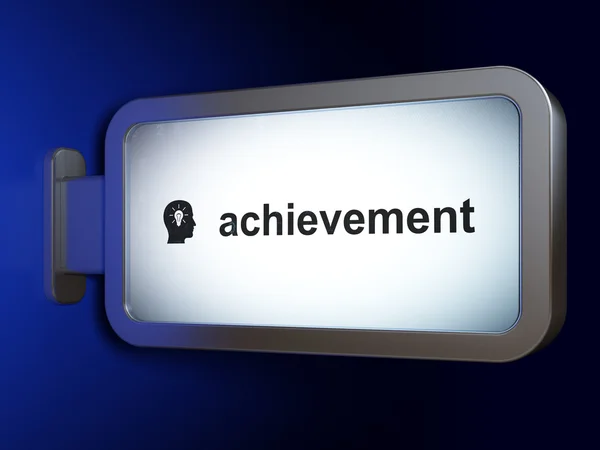 Education concept: Achievement and Head With Light Bulb on billb — Stock Photo, Image