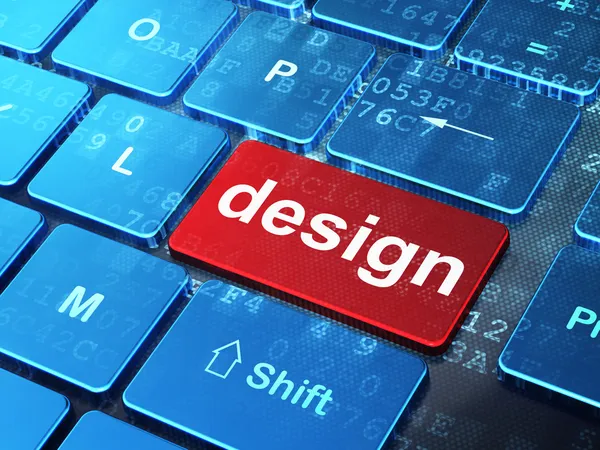 Marketing concept: Design on computer keyboard background — Stock Photo, Image