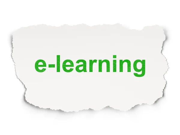 Koncepcja kształcenia: E-learning na tle papieru — Zdjęcie stockowe