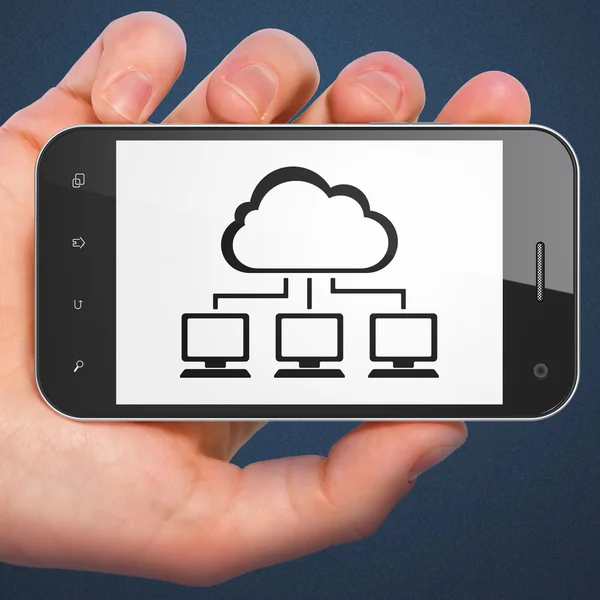 Nätverkande koncept: Cloud nätverk på smartphone — Stockfoto