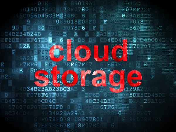 Concepto de red: almacenamiento en la nube sobre fondo digital —  Fotos de Stock