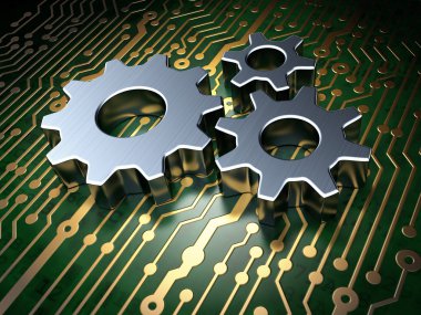 İş kavramı: Gears levhasının arka plan üzerinde