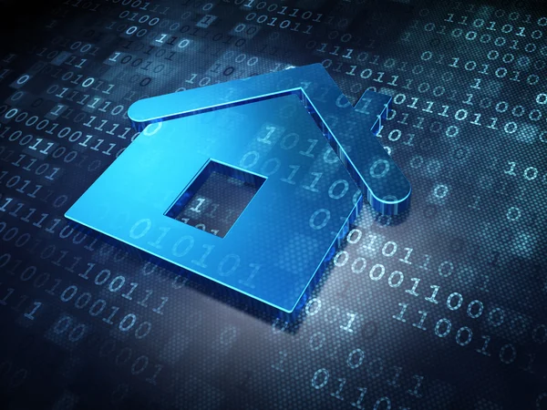Pojęcie prywatności: niebieski domu na tle cyfrowy — Zdjęcie stockowe