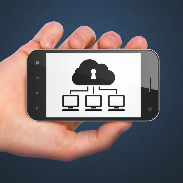 Concept de protection : Cloud Network sur smartphone — Photo
