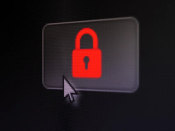 Protection concept: Closed Padlock on digital button background — Stock Image Protection concept: Closed Padlock on digital button background Stock Photo