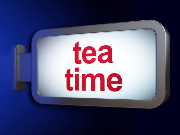 时间轴概念: 下午茶时间上广告牌背景 — 图库照片