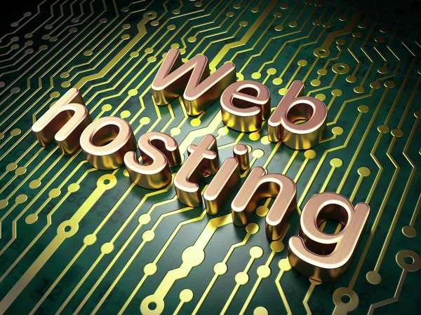 SEO web development concept: Web Hosting on circuit board backgr — Stock Photo, Image