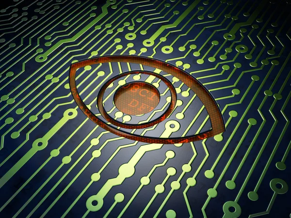 Protection concept: Eye on circuit board background — Stock Photo, Image