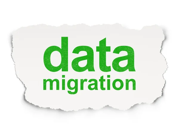 Concepto de datos: Migración de datos sobre el fondo del papel — Foto de Stock