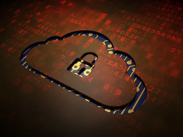 Cloud computing concept: Cloud With Padlock on digital screen ba — Stock Photo, Image