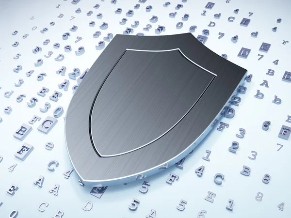 Conceptul de protecție: Silver Shield pe fundal digital — Fotografie, imagine de stoc