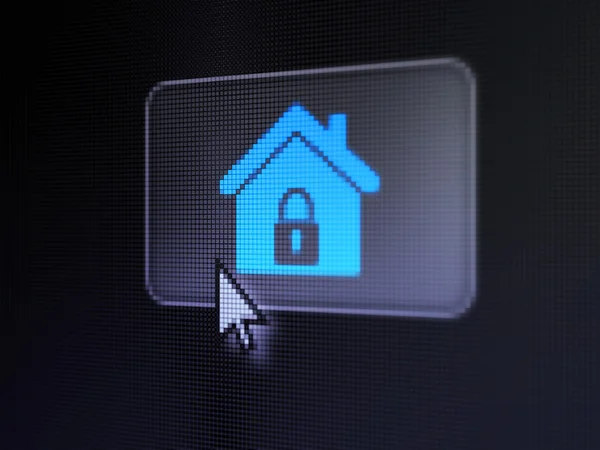 Concetto di protezione: Home su sfondo pulsante digitale — Foto Stock