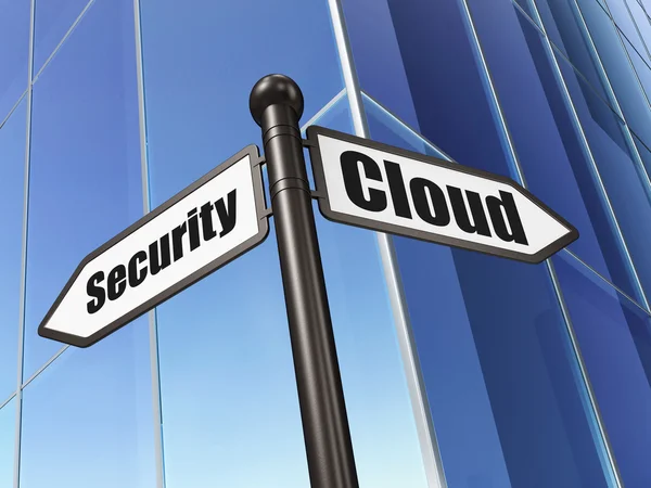 Cloud netwerken concept: Cloud beveiliging op het opbouwen van achtergrond — Stockfoto