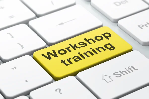 Onderwijs concept: Workshop opleiding op computer toetsenbord backgr — Stockfoto