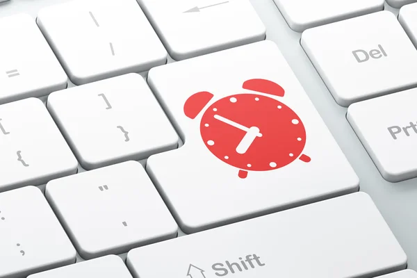Time concept: Alarm Clock on computer keyboard background — Stock Photo, Image