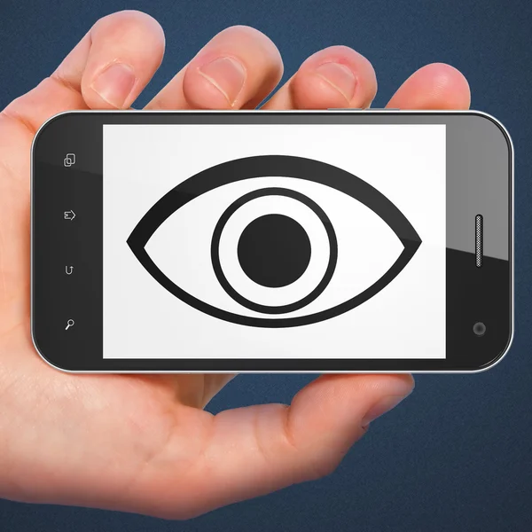 Datenschutz-Konzept: Auge auf Smartphone — Stockfoto