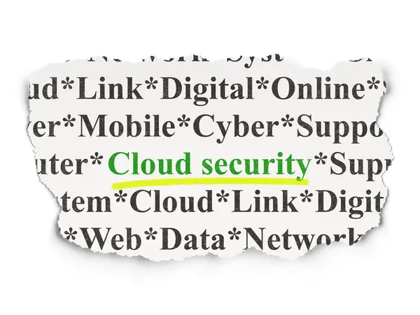 Cloud nätverkskoncept: Cloud Security på papper bakgrund — Stockfoto