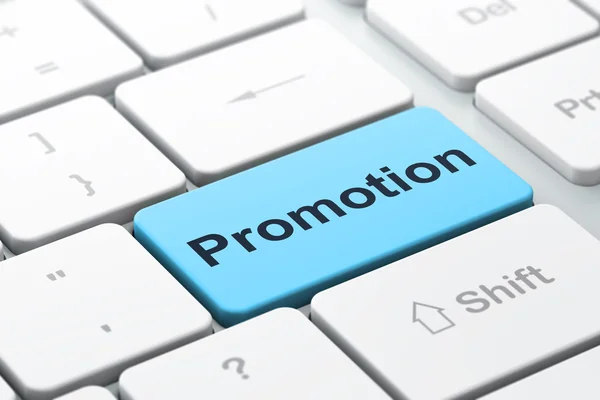 Marketing concept: promotie op computer toetsenbord achtergrond — Stockfoto