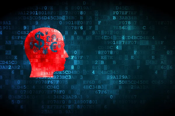 Bildungskonzept: Kopf mit Finanzsymbol auf digitalem Hintergrund — Stockfoto