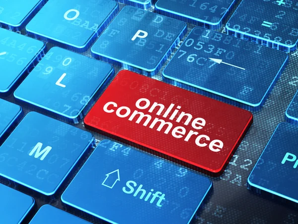 Conceito de finanças: Comércio online no fundo do teclado do computador — Fotografia de Stock