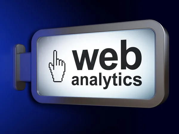 Concepto de desarrollo web: Web Analytics y Mouse Cursor en billb — Foto de Stock