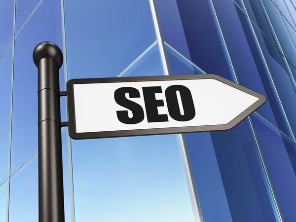 Web ontwikkelingsconcept: Seo op het opbouwen van achtergrond — Stockfoto