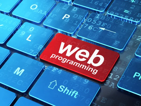 Concepto de desarrollo web: Programación web en el teclado del ordenador ba — Foto de Stock