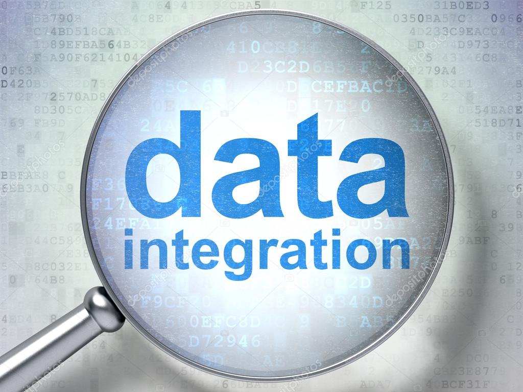 Data concept: Data Integration with optical glass