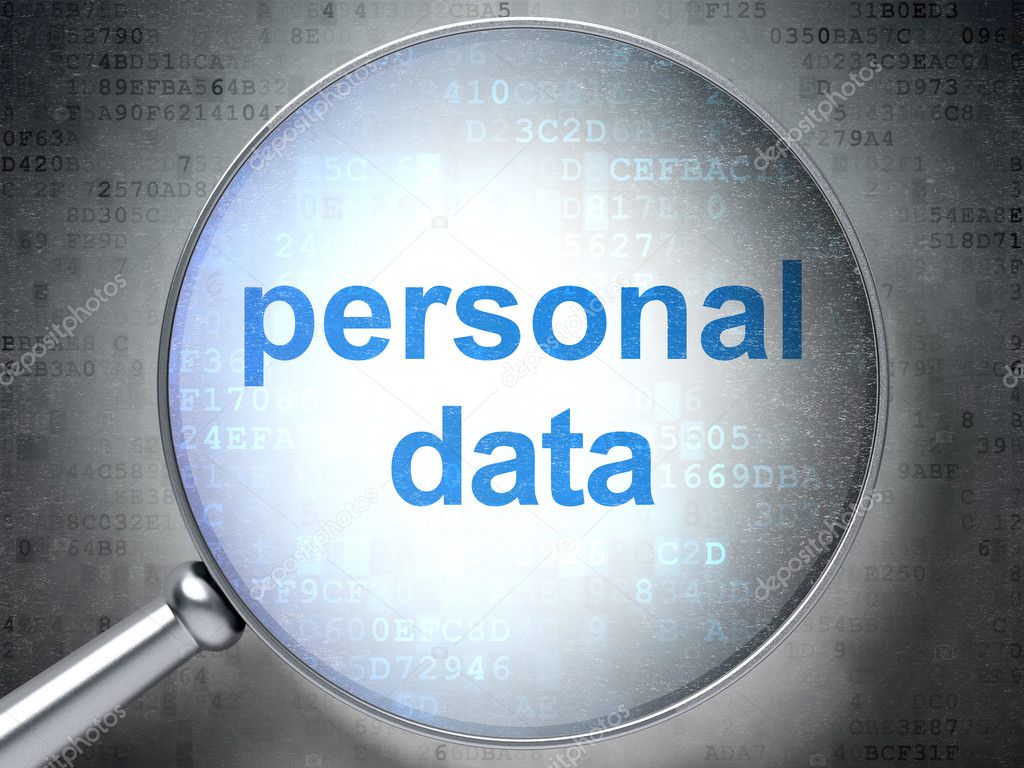 Information concept: Personal Data with optical glass