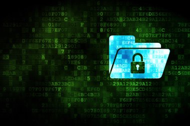 İş kavramı: klasör ile kilidi dijital arka plan üzerinde