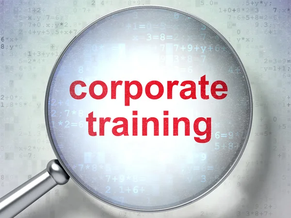 Education concept: Corporate Training with optical glass — Stock Photo, Image