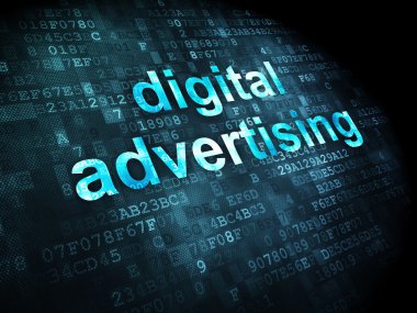 Pazarlama kavramı: dijital reklam dijital arka plan üzerinde