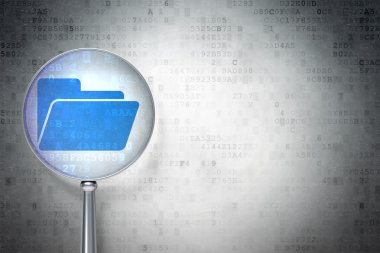 Ekonomi kavramı: dijital adam üzerinde optik cam ile klasör