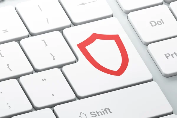 Pojęcie prywatności: wyprofilowane Tarcza na deseń klawiatury komputera — Zdjęcie stockowe