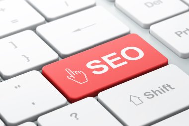 Web tasarım konsepti: fare imlecini ve Seo bilgisayar klavye ba