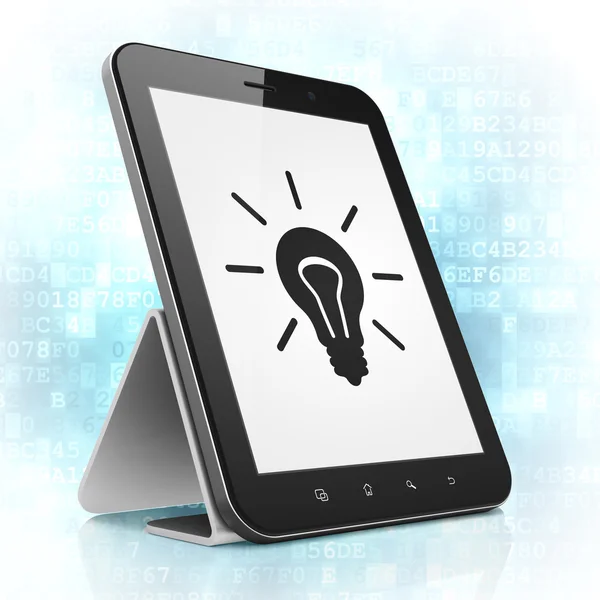 Business concept: Light Bulb on tablet pc computer — Stock Photo, Image