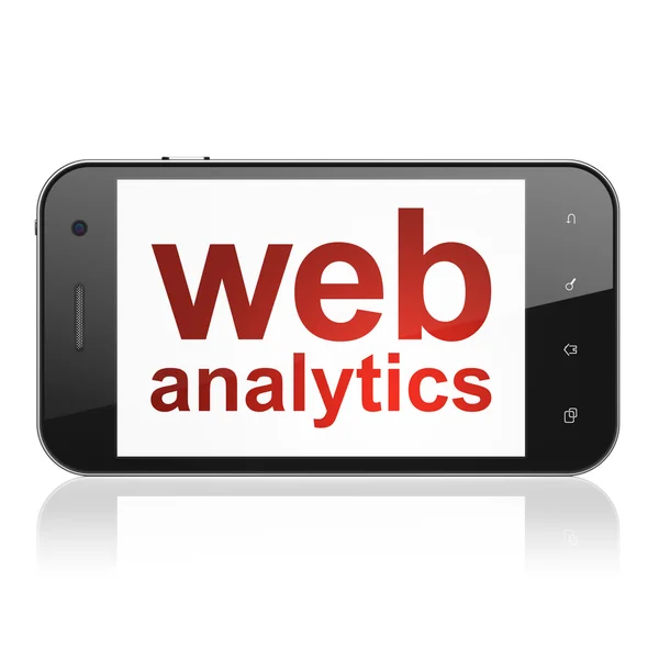 Web designkoncept: webbanalys på smartphone — Stockfoto