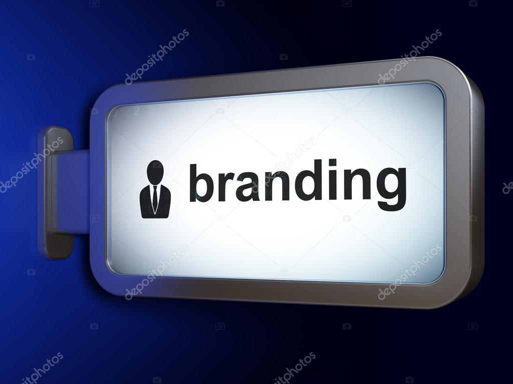 Advertising concept: Branding and Business Man on billboard back