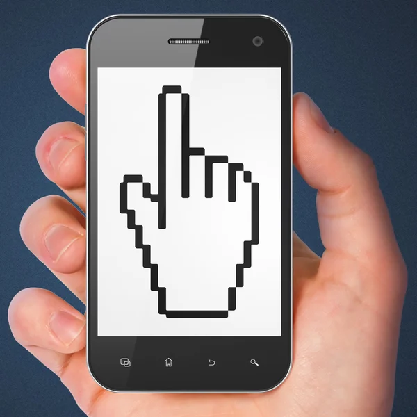 Web development concept: Mouse Cursor on smartphone — Stock Photo, Image