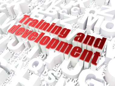 Eğitim kavramı: eğitim ve gelişim alfabe backgrou üzerinde