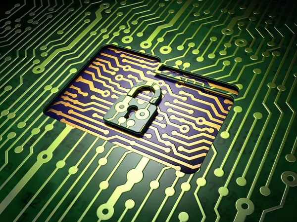 Business concept: Folder With Lock on circuit board background — Stock Photo, Image