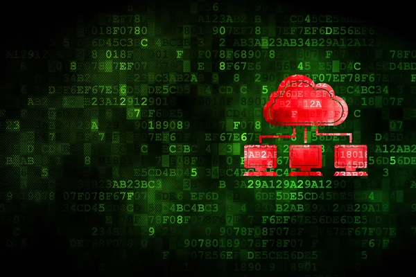 Concepto de tecnología en la nube: Red en la nube sobre fondo digital —  Fotos de Stock