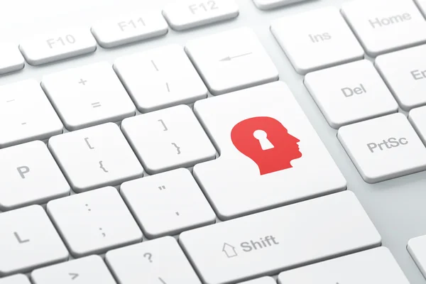 Security concept: Head With Keyhole on computer keyboard backgro — Stock Photo, Image